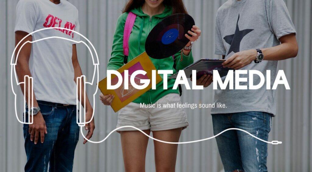 AI-Powered Localization: The New Frontier of Multimedia Translation. image showing young people with the word digital media