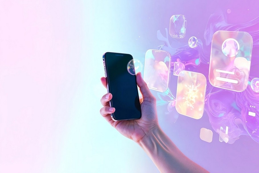AI-Powered Localization: The New Frontier of Multimedia Translation. a hand holding a smartphone with social media icons