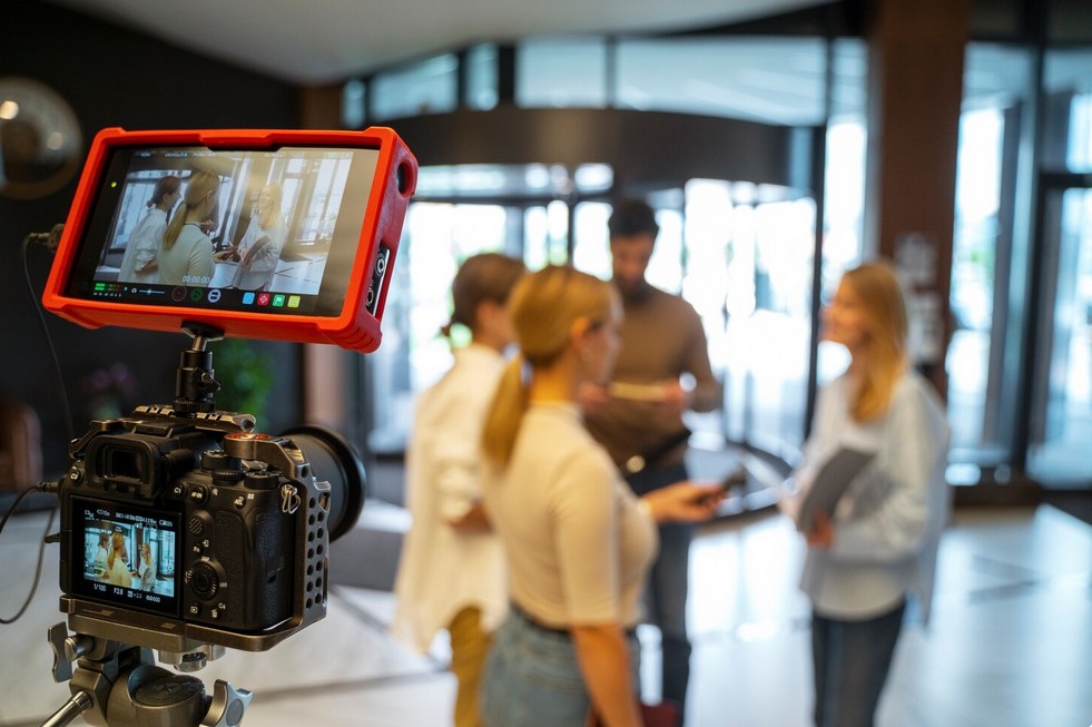AI-Powered Localization: The New Frontier of Multimedia Translation. a televsion crew at filming location