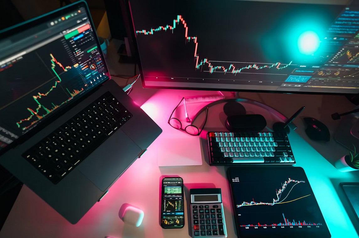 Beyond Translation: The Revolutionary Power of fintech marketing cultural adaptation. various pcs and tablet displaying banking data