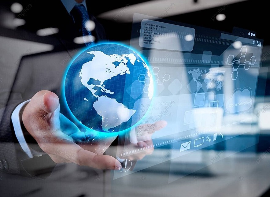 The Fintech & Blockchain Dictionary: What You Need to Know (And What They Won't Tell You). hands holding a global model with digital data in the background