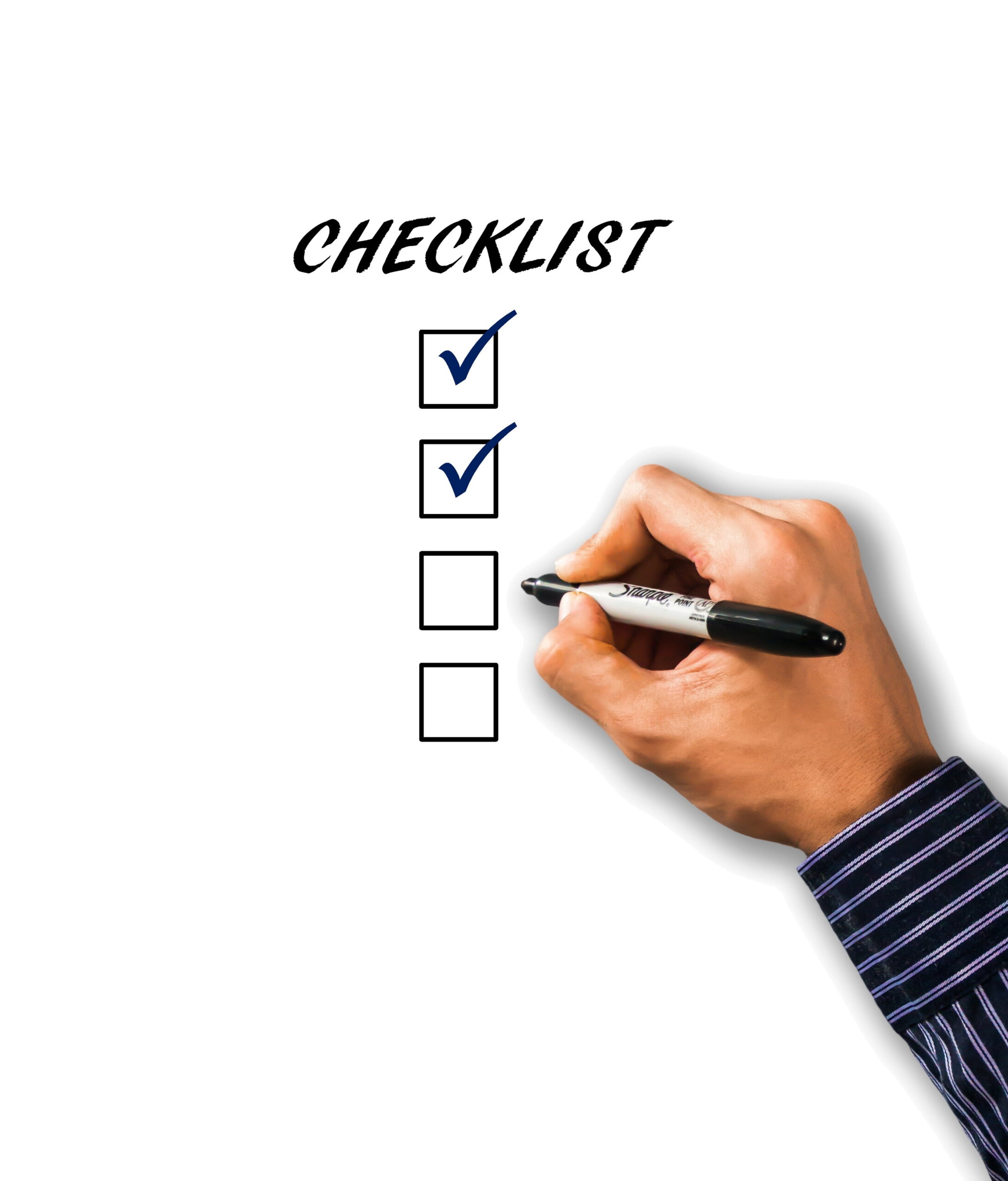 a person marking a check list