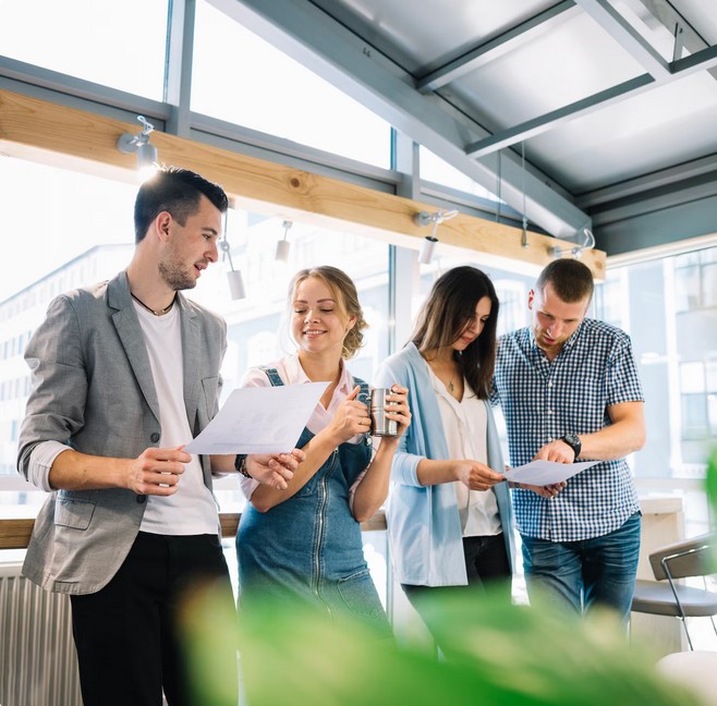 Maximize ROI: How to Request a Life Science Translation Quote That Delivers. team in word in a company office