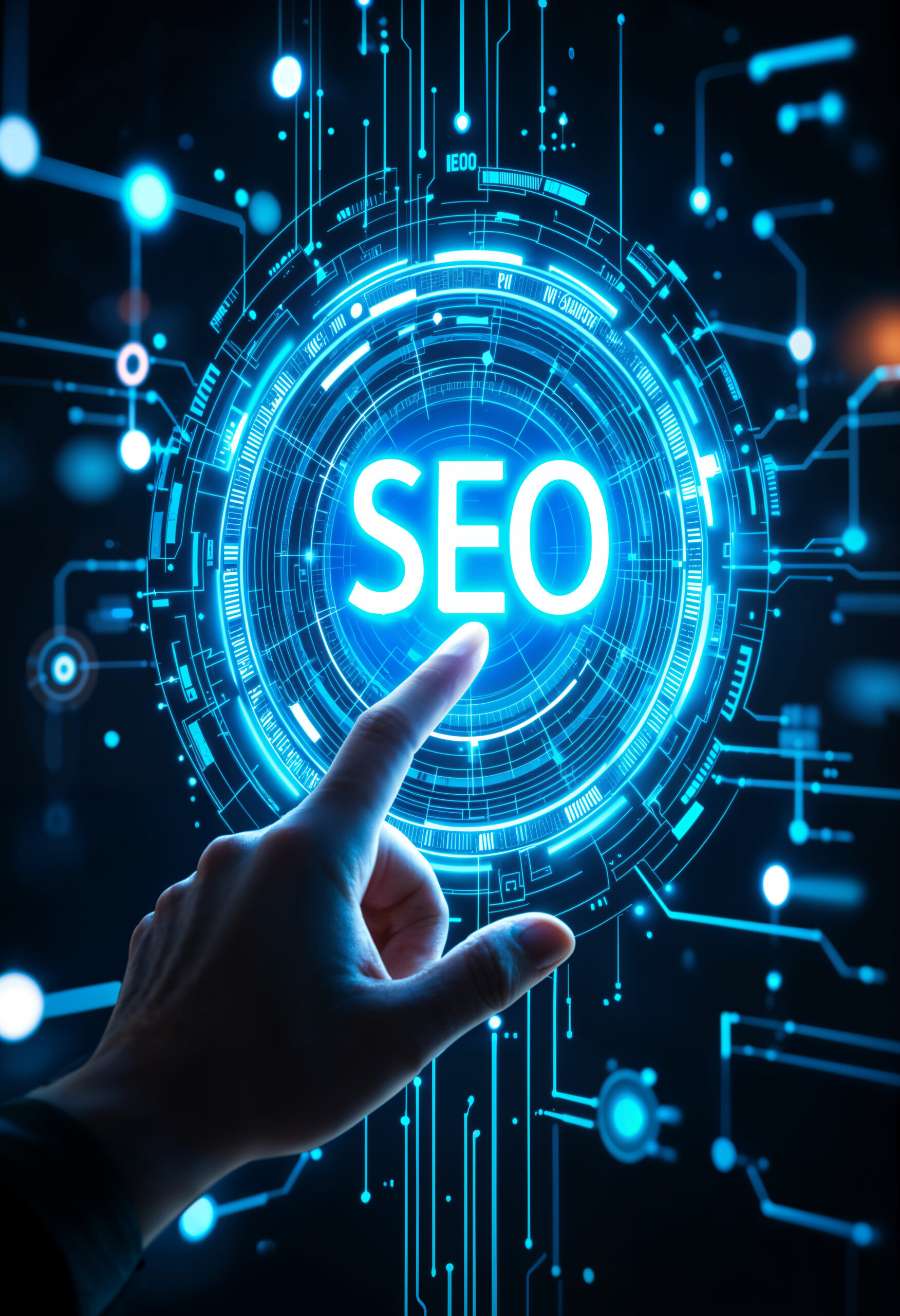 The Art of Selling Abroad: How Accurate Language Unlocks New Markets. hand touching a virtual screen with the word seo