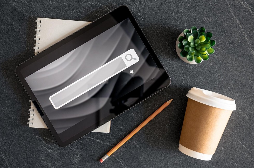 Multilingual SEO for Retail: Your Ultimate Global Blueprint. tablet showing the search icone