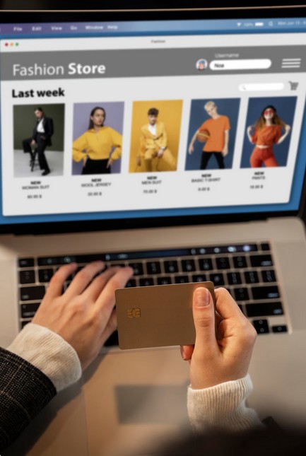 Unlocking Global Retail Success with Professional Translation Services. a person working on a laptop whiich showes clothing products