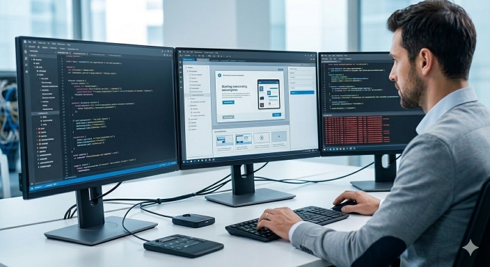 image showing an employee at elearning session