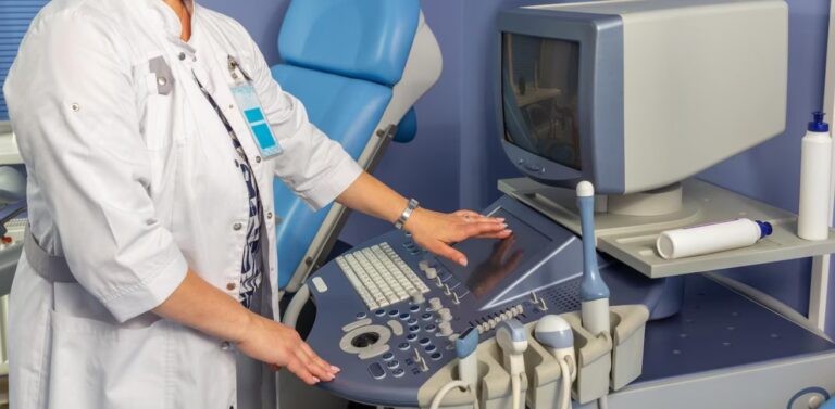 a doctor using a medical device