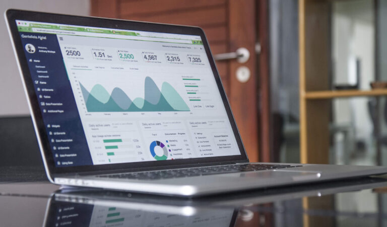 laptop displaying retail data