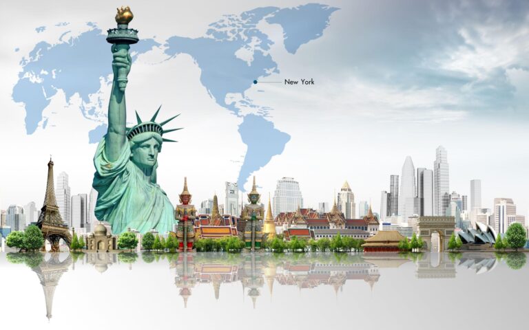 A conceptual image for tourism showing the Statue of Liberty